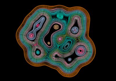 Cross section of an organic cell with intracellular organelles