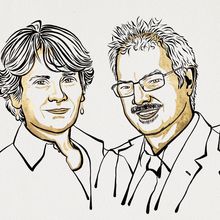 Illustration of the winners of the 2022 Nobel Prize in Chemistry